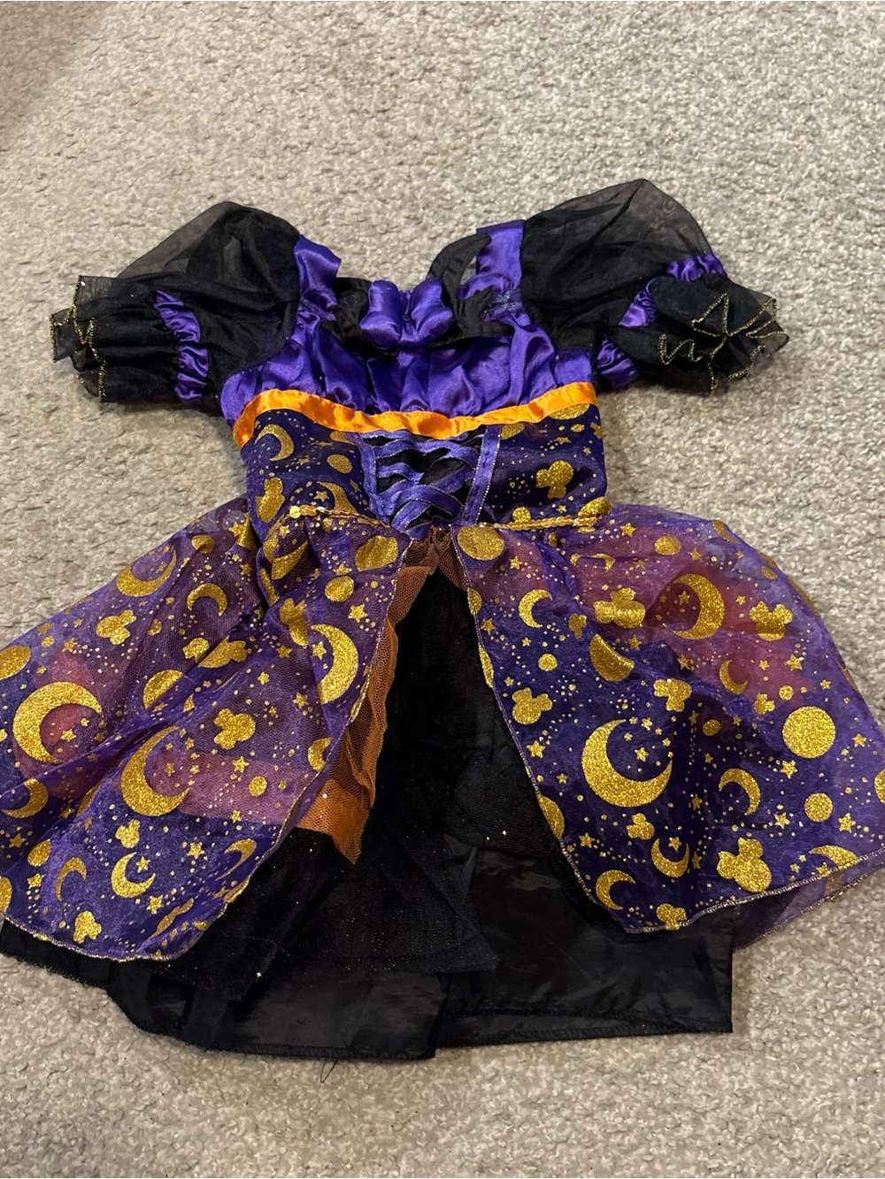 Disney Witch Costume Dress Sz 2 Purple Orange Bow Halloween